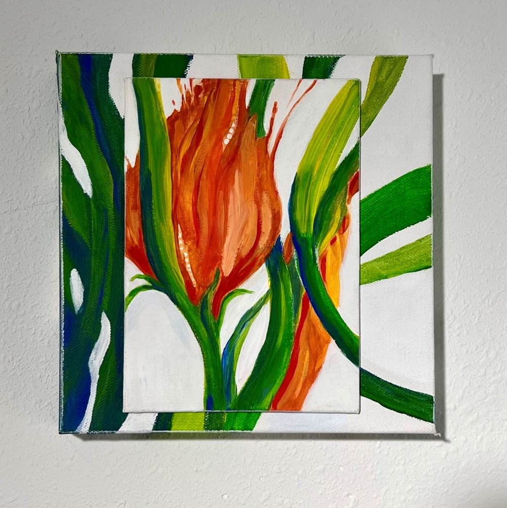 Orange Tulip on a Field of Leaves